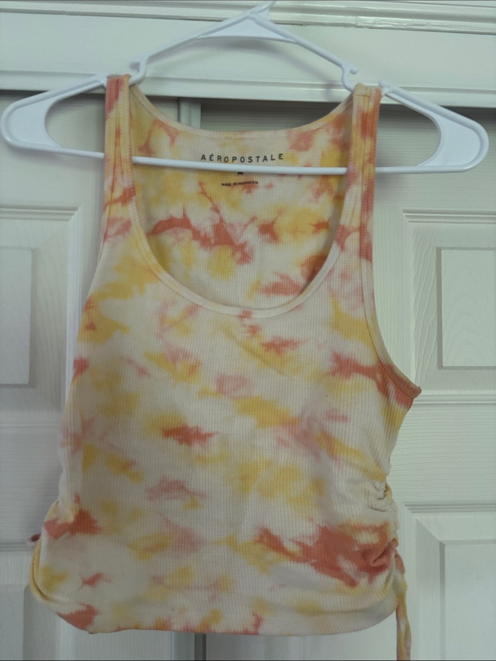 Aeropostale Women's Yellow & Orange Tie-Dye Ribbed Tank